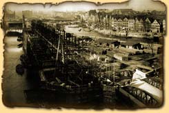 Aufbauarbeiten der Speicherstadt im Jahre 1886